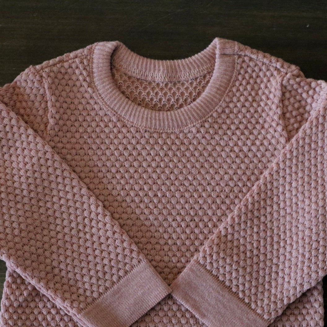 Toddler honeycomb sweater close up