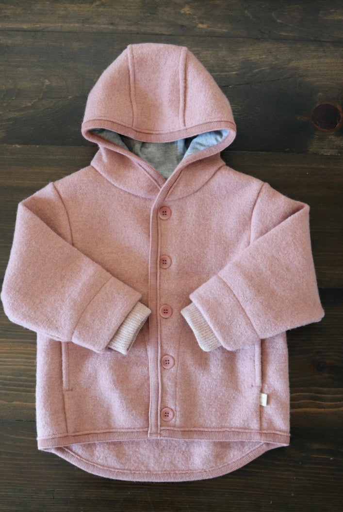 Disana boiled merino wool jacket in rose
