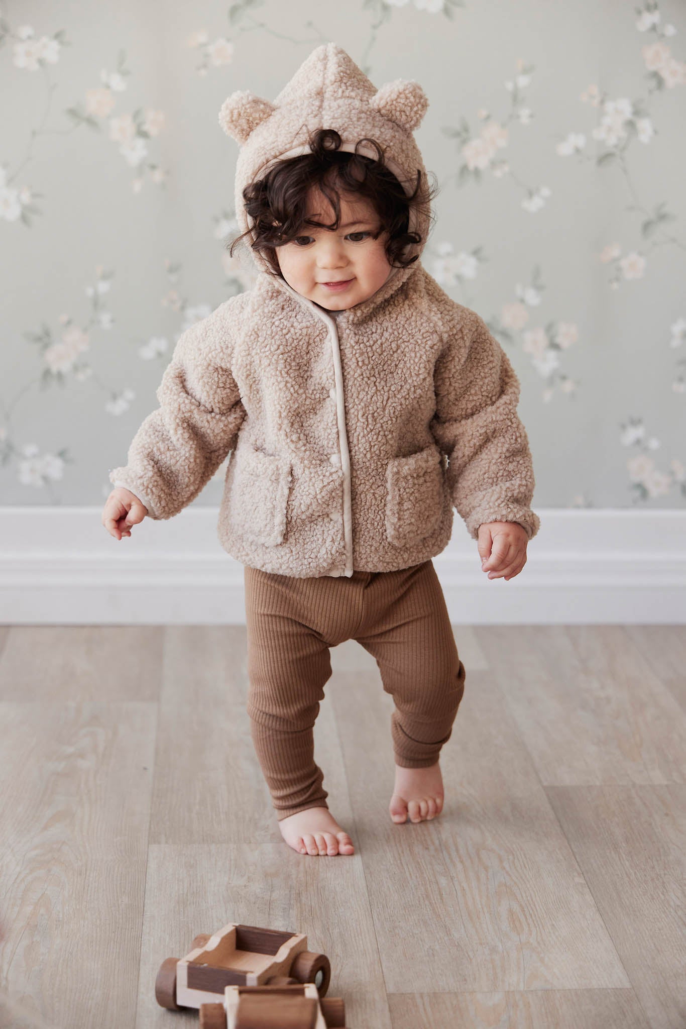 Toddler sherpa jacket with bear ears