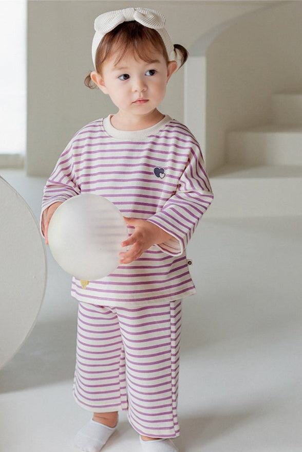 South Korean kids clothes purple stripe
