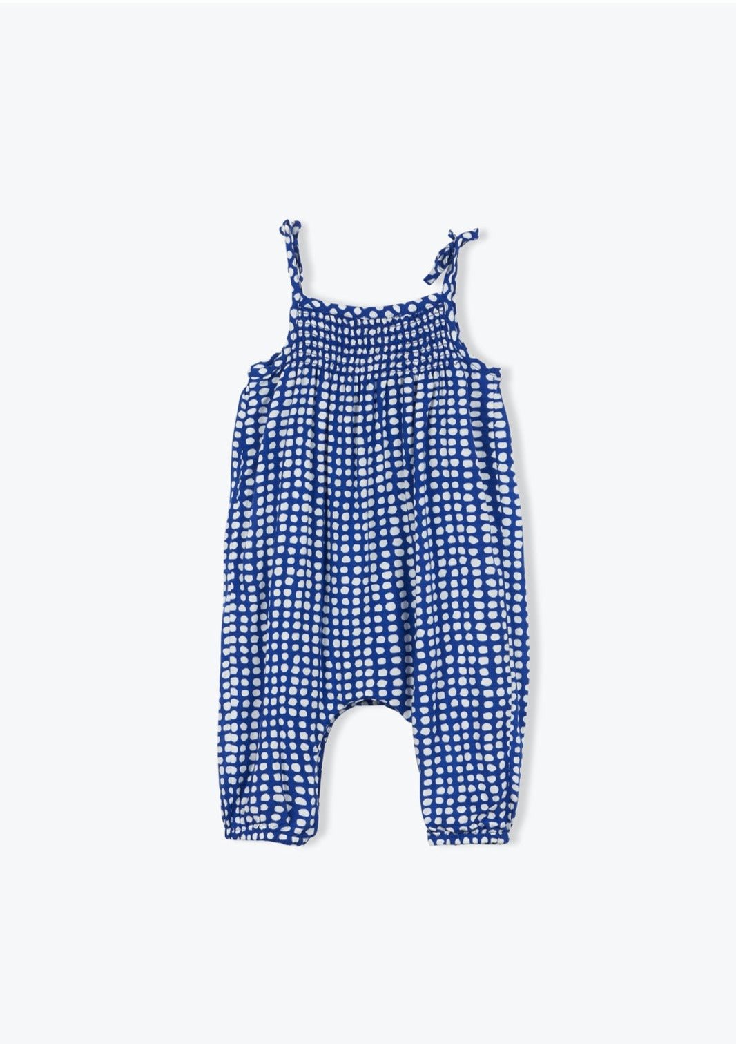 Arsène et Les Pipelettes -Baby Polka dot Print blue overall back