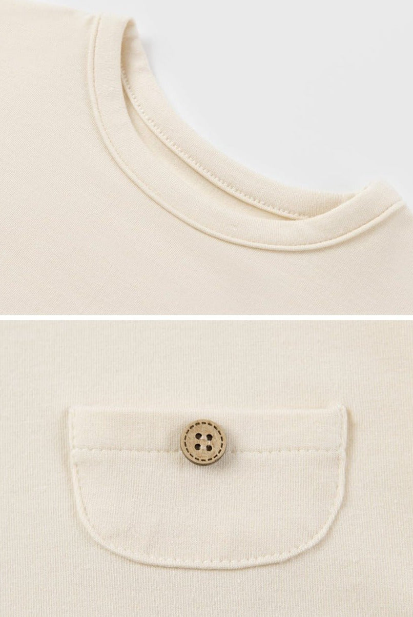 basic baby t-shirts close up collar and front pocket
