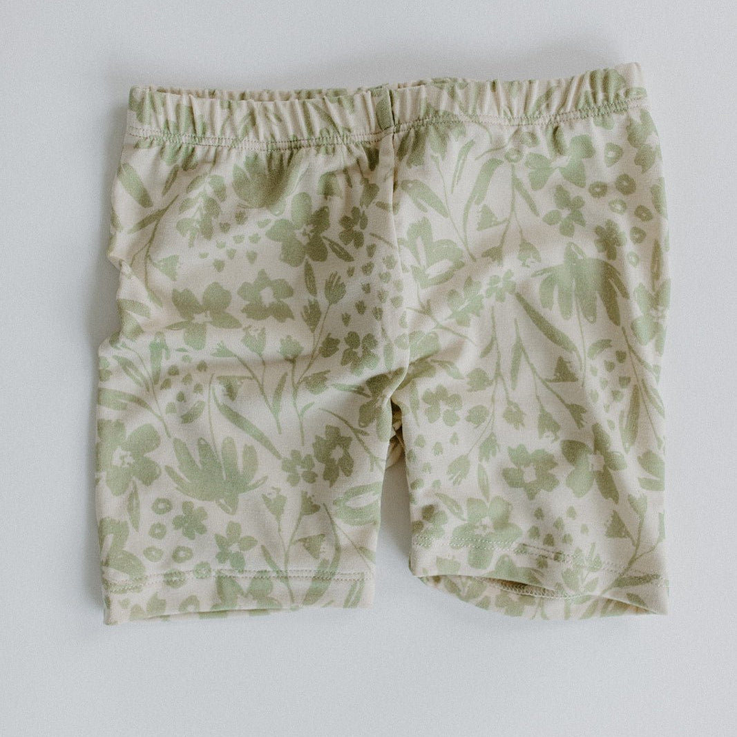 legging shorts toddler green flower