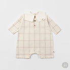 large plaids overall baby with white classic collar